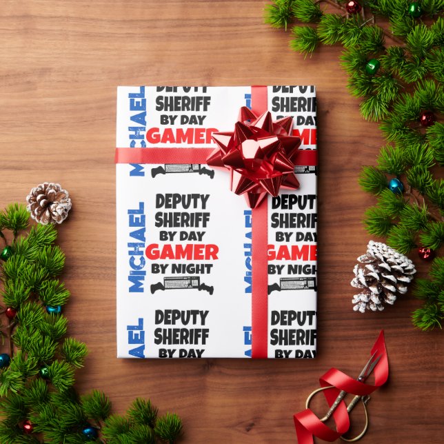 Papier Cadeau Sheriff adjoint de Gamer (Cadeau de vacances)