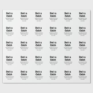 Papier Cadeau She's a catch bachelorette party name date simple 