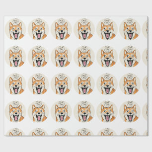 Papier Cadeau Shiba Inu choqué "MON DIEU" - Mème de surprise  