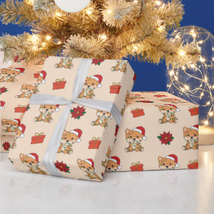 Papier Cadeau Shiba Inu Noël hiver mignonne Chiens vacances