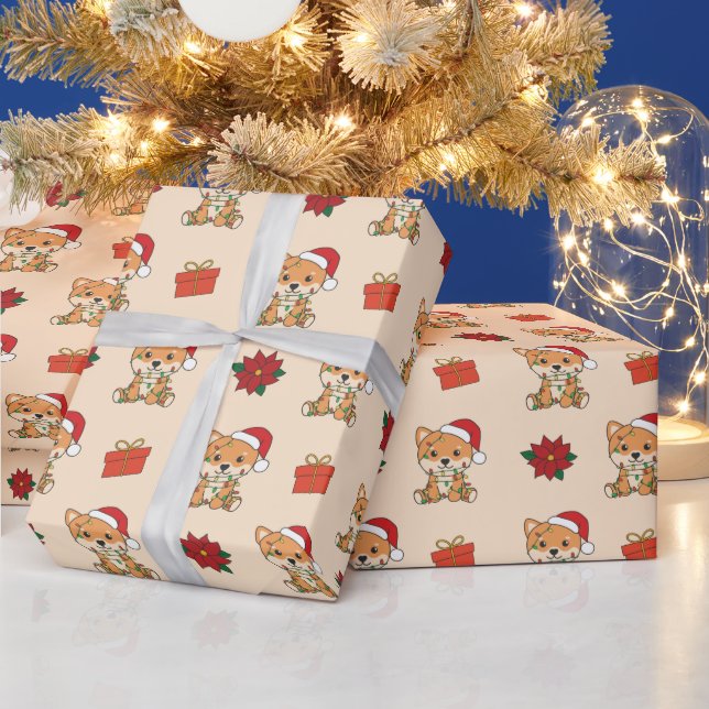 Papier Cadeau Shiba Inu Noël hiver mignonne Chiens vacances (Vacances)
