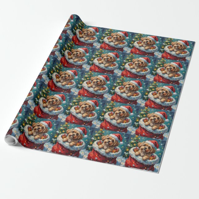 Papier Cadeau Shih Tzu Christmas Santa Bag Adventure (Déroulé)
