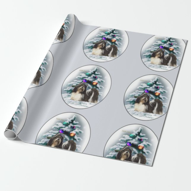 Papier Cadeau Shih Tzu Noël (Déroulé)