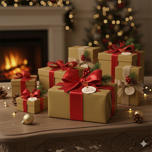 Papier Cadeau Shimmering Gold Christmas Celebration Gift Paper (Shimmering Gold Christmas Celebration Gift Paper)