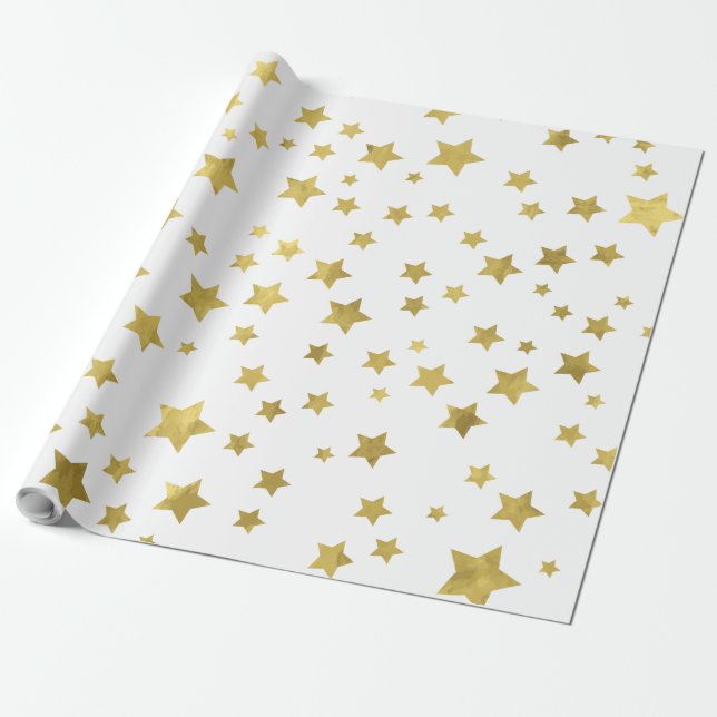 Papier Cadeau Shimmery Goldstars Golden Star Motif (Déroulé)