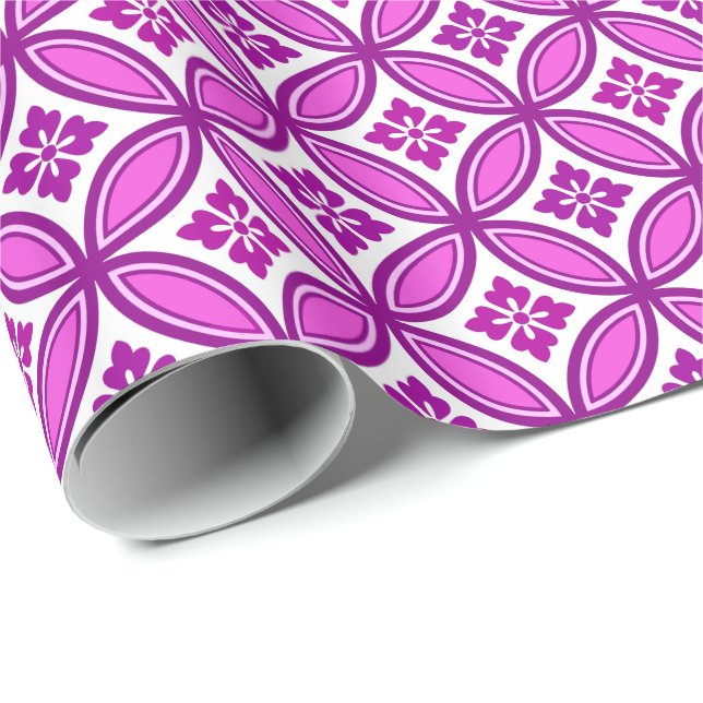 Papier Cadeau Shippo avec Motif Fleur, Orchidée et violet profon (Coin rond)