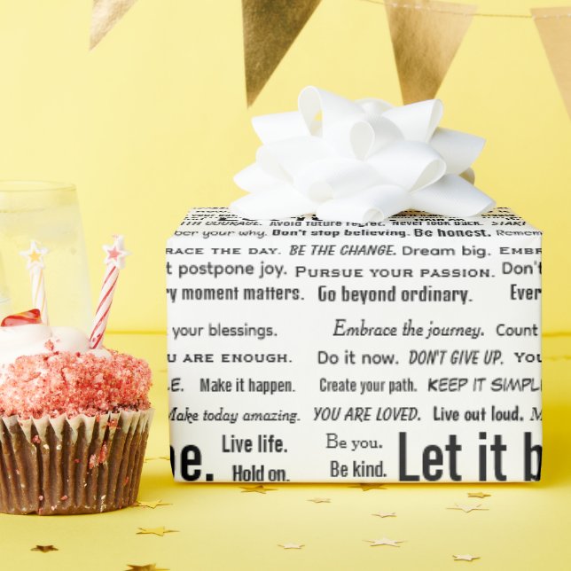 Papier Cadeau Short Inspirational Quotes On White (Fête d'anniversaire)