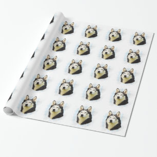 Papier Cadeau Sibérie Husky Dog Eau Couleur Art Peinture
