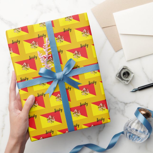 Papier Cadeau Sicile papier enveloppant, drapeau sicilien patrio (Cadeaux)