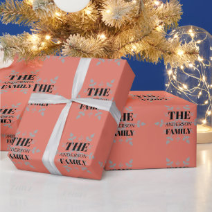 Papier Cadeau Signature familiale personnalisée Flocon de neige 