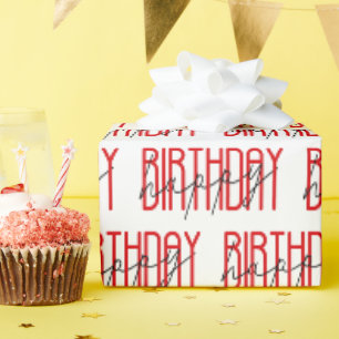 Papier Cadeau signe d'anniversaire rouge et noir heureux