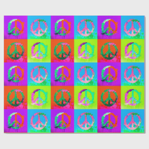 Papier Cadeau Signe de paix tie and dye groovy graffiti peinture