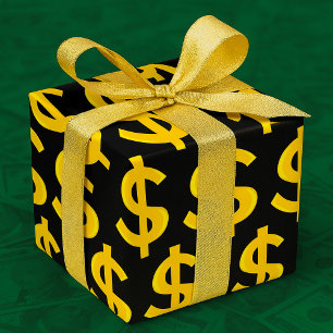 Papier Cadeau Signe Dollar Or Gras Symbole Monétaire Jaune