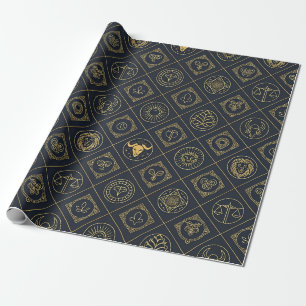 Papier Cadeau Signe du zodiaque en or noir (2)