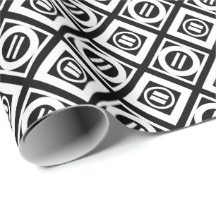 Papier Cadeau SIGNE ÉGAL BLANC Motif géométrique en noir