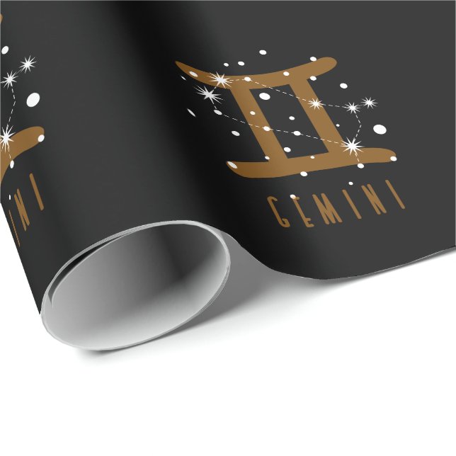 Papier Cadeau Signe stellaire des jumeaux Gemini (Coin rond)