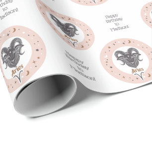 Papier Cadeau Signe Zodiac texte personnalisé
