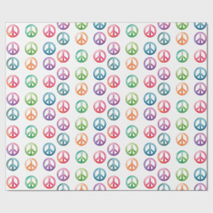 Papier Cadeau Signes de paix groovy style aquarelle hippie amour
