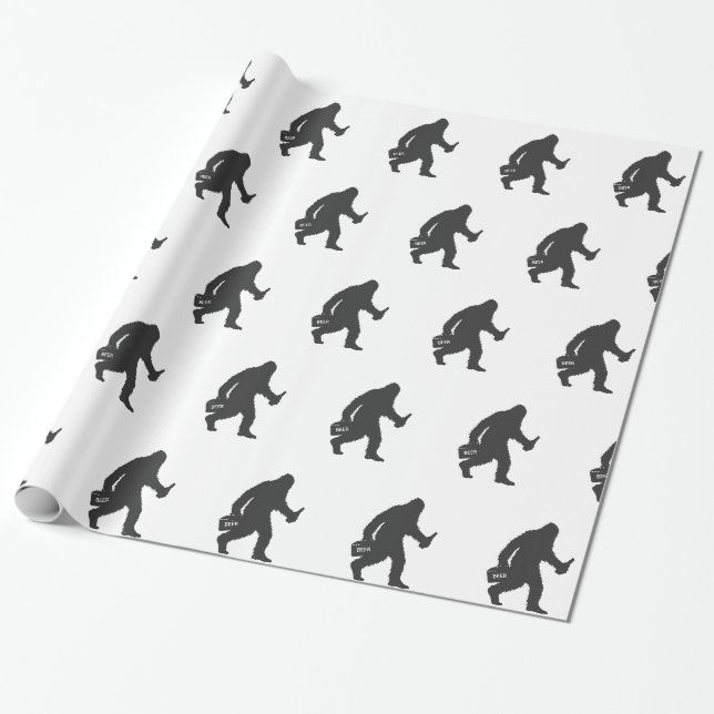 Papier Cadeau Silhouette de bière Bigfoot (Déroulé)