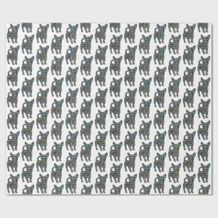 Papier Cadeau Silhouette de chien Chihuahua Y&B ligne de grille