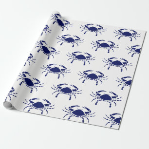 Papier Cadeau Silhouette de crabe #2 Dessin bleu