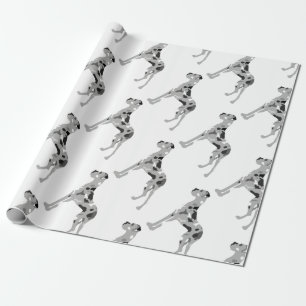 Papier Cadeau Silhouette de Dogue Allemand gris tigré