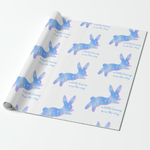 Papier Cadeau Silhouette de lapin bleu Mignon personnalisé Baby 