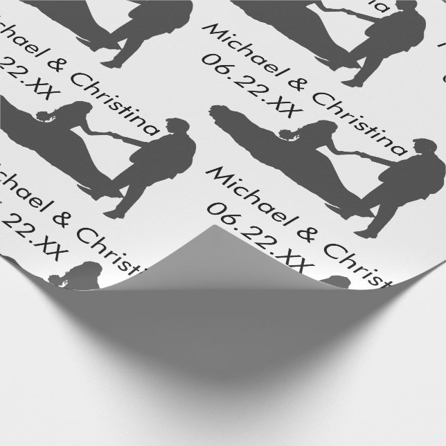 Papier Cadeau Silhouette de mariage personnalisé Noms de papier  (Coin)