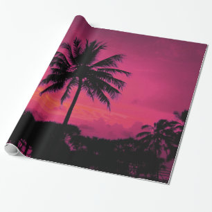 Papier Cadeau Silhouette de palmier exotique hawaïen