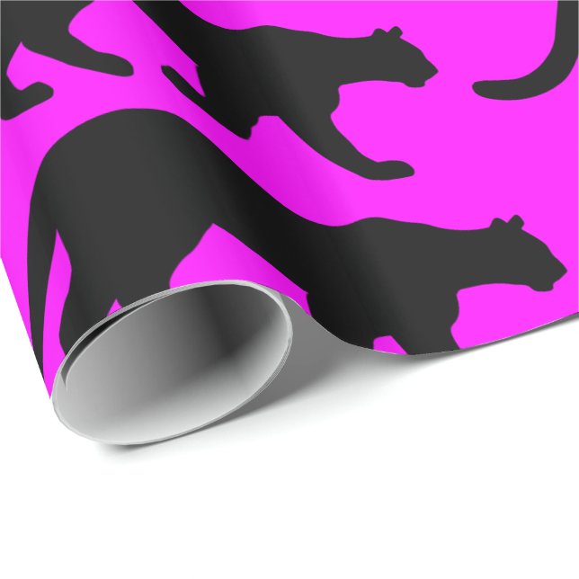 Papier Cadeau Silhouette de puma de puma de puma (Coin rond)