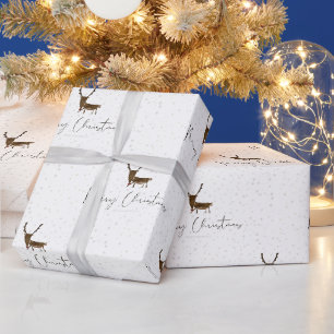 Papier Cadeau Silhouette de renne en ligne artistique de Slipper
