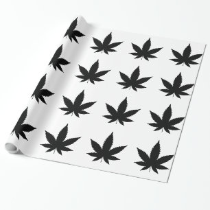 Papier Cadeau Silhouette feuille de mauvaises herbes