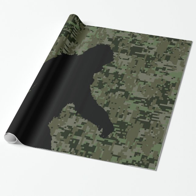 Papier Cadeau Silhouette Gone Squatchin sur Camouflage numérique (Déroulé)