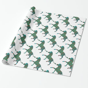 Papier Cadeau Silhouette imprimée marron et sarcelle zèbre