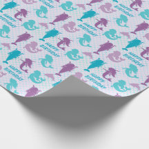 Silhouette Mermaids Aqua Poisson Motif Anniversair