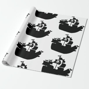 Papier Cadeau Silhouette noire de bateau de pirate