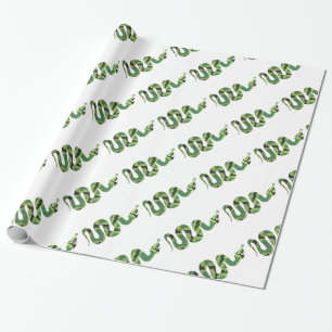 Papier Cadeau Silhouette noire et verte de serpent d'impression
