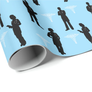 Papier Cadeau Silhouettes de femme et de femme docteur enveloppe