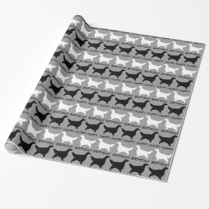 Papier Cadeau Silhouettes de Setter Anglais Motif avec Texte