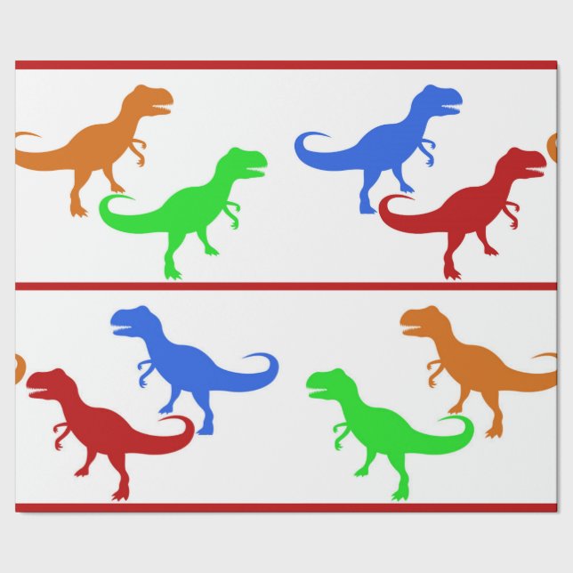 Papier Cadeau Silhouettes de T-Rex de Dinosaure Jurassique (Couture)