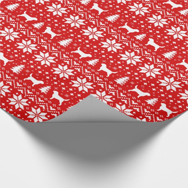 Papier Cadeau Silhouettes d'Otterhound Chiens Noël Fête rouge (Coin)