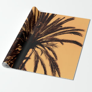 Papier Cadeau Silhouettes foncées de palmiers dattes contre colo
