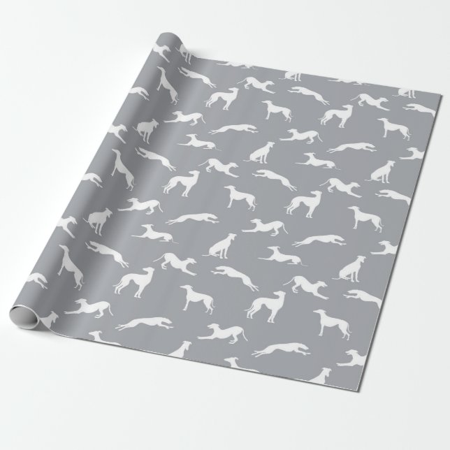 Papier Cadeau Silhouettes gris blanc sur gris (Déroulé)