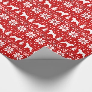 Papier Cadeau Silhouettes noires de Terrier russe rouge de Noël