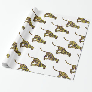 Papier Cadeau Siloette léopard Brown et jaune