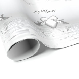 Papier Cadeau Silver Anniversary Dolphins et Heart