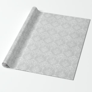 PAPIER CADEAU SILVER DAMASK ÉLÉGANT MARIAGE D'ANNIVERSAIRE WRAP