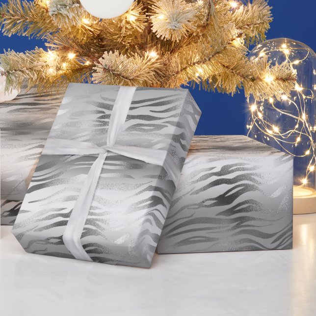 Papier Cadeau Silver Glam Zebra Poster de animal (Vacances)