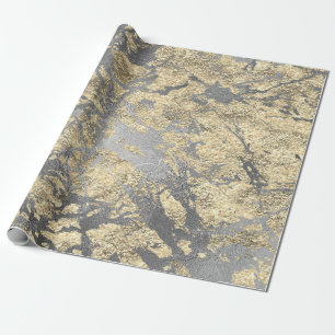 Papier Cadeau Silver Grey Abstrait Molten Champaign Gold VIP
