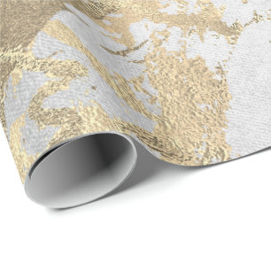Papier Cadeau Silver Grey Foxier Or Marbre brillant métal VIP